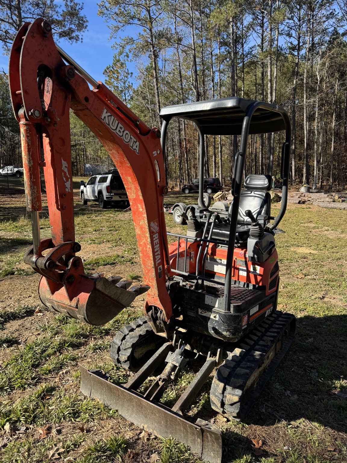 Mini excavator used for residential construction work